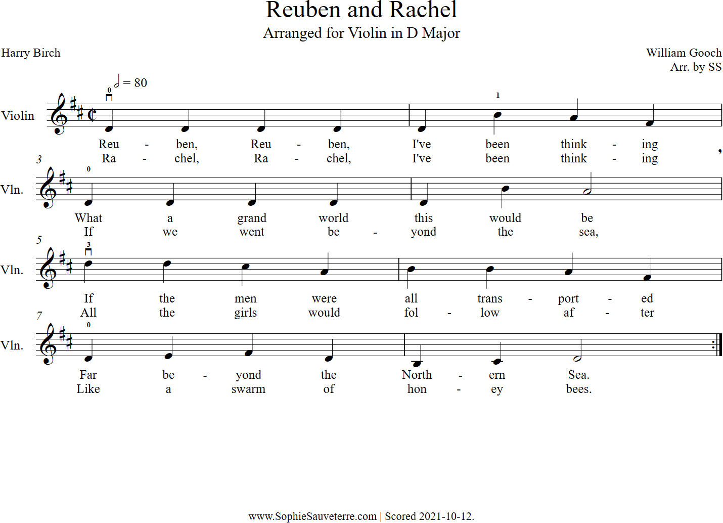 Reuben and Rachel – Gooch/Birch – Children’s Song – Very Easy Violin in ...